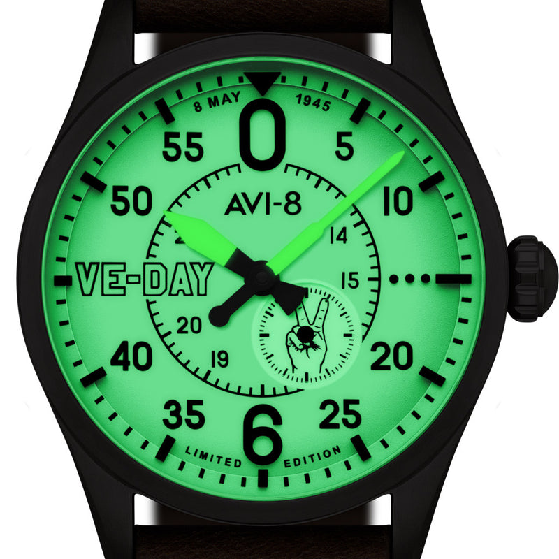AVI-8 Spitfire Type 300 VE-Day 80th LE Valour Canvas Watch #AV-4073-02