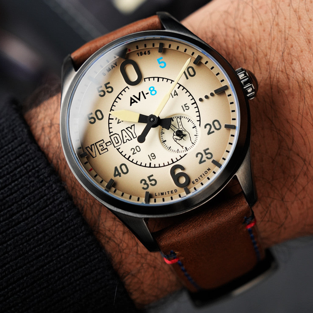 AVI-8 Spitfire Type 300 VE-Day 80th LE Valour Canvas Watch #AV