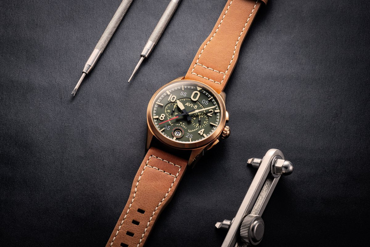 AVI-8 Spitfire Lock Chronograph, Bronze Green, Japanese Meca