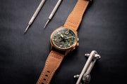 Powering the Lock is a tried and tested Japanese meca-quartz movement featuring a 1/5 split second readout with fly-back chronograph function, encapsulating the true art of modern watchmaking technology.