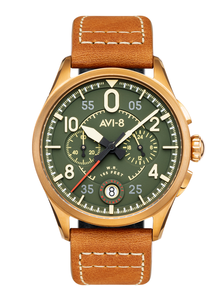 エイトマン　アルバウォッチ AVI-8 Spitfire Lock Chronograph, Bronze Green, Japanese Meca