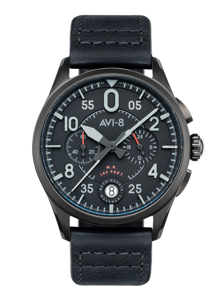 AVI-8 Spitfire Lock Chronograph, Slate Black, Japanese Meca-Quartz