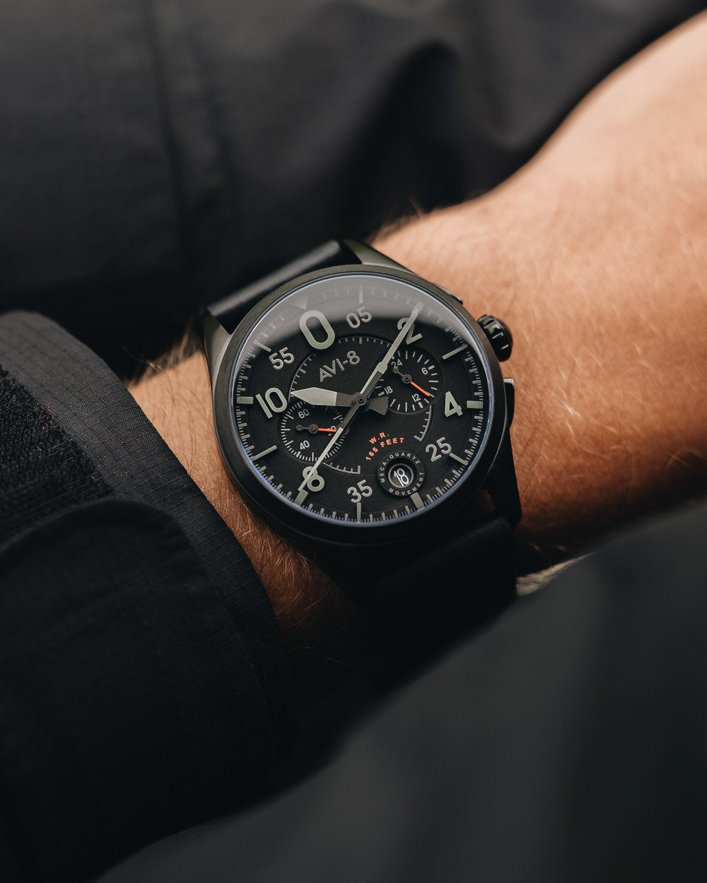 AVI-8 Spitfire Lock Chronograph, Slate Black, Japanese Meca-Quartz