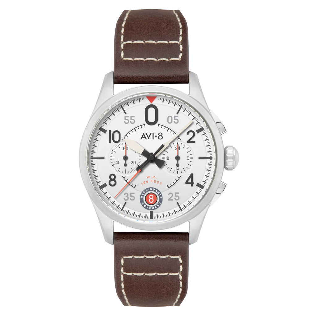 AVI-8 Spitfire Lock Chronograph with Aircraft White Dial #AV-4089