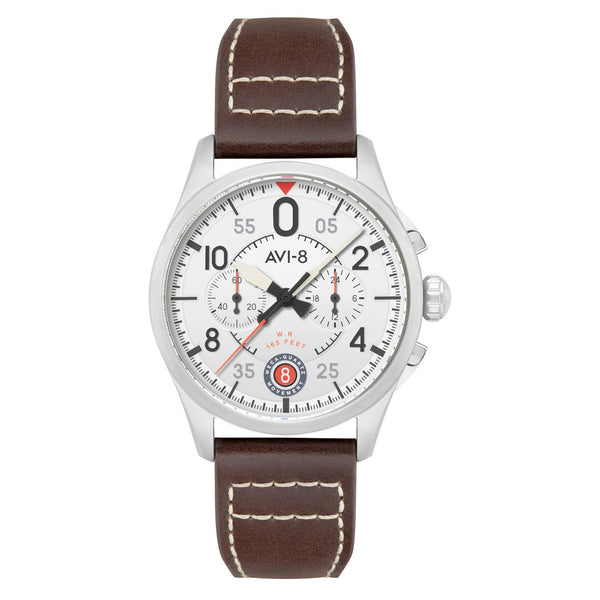 AVI-8 Spitfire Lock Chronograph with Aircraft White Dial #AV-4089
