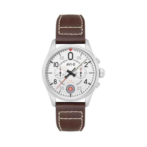 AVI-8 Spitfire Lock Chronograph with Aircraft White Dial #AV-4089-05