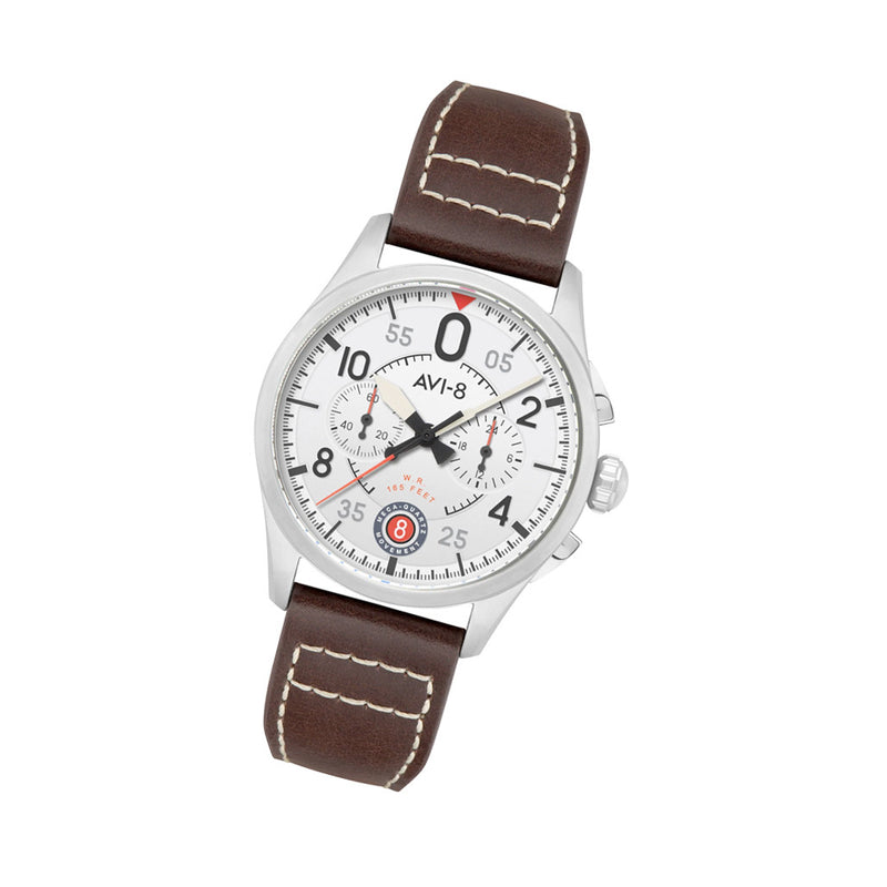 AVI-8 Spitfire Lock Chronograph with Aircraft White Dial #AV-4089-05
