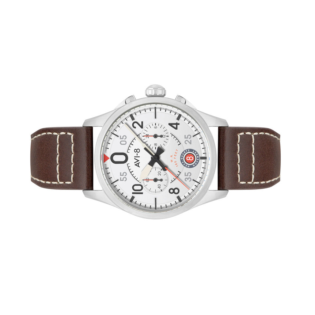 AVI-8 Spitfire Lock Chronograph with Aircraft White Dial #AV-4089