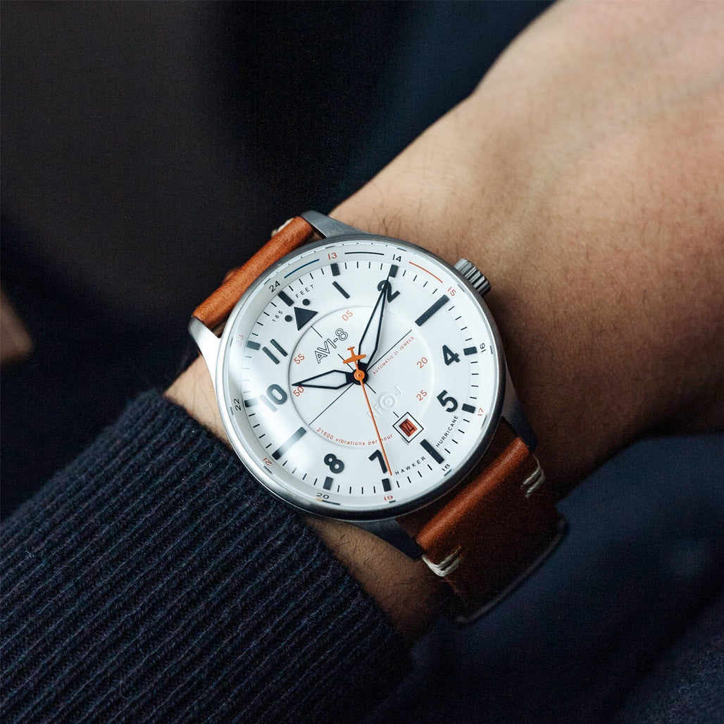 AVI-8 Hawker Hurricane Kent Automatic Newton with White Dial #AV