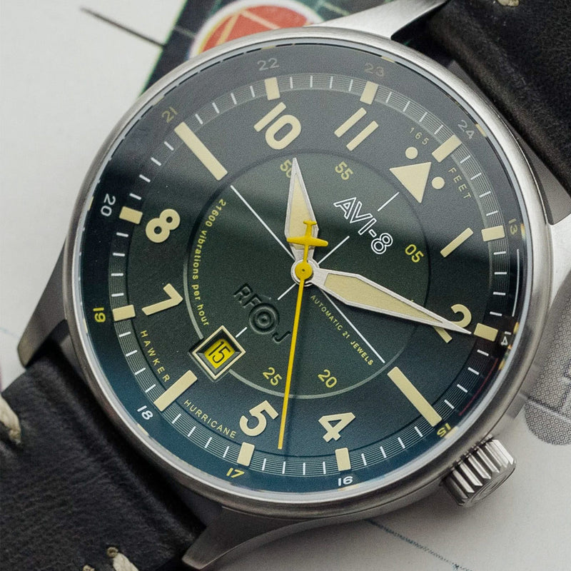 AVI-8 Hawker Hurricane Kent Automatic Hampshire with Green Dial #AV-4094-03