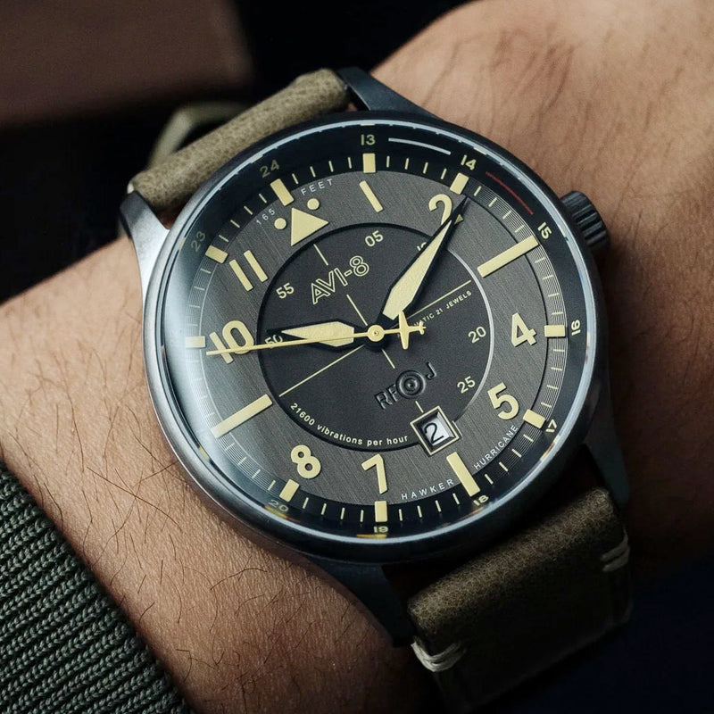 AVI-8 Hawker Hurricane Kent Automatic Stanton with Gray Dial #AV-4094-04
