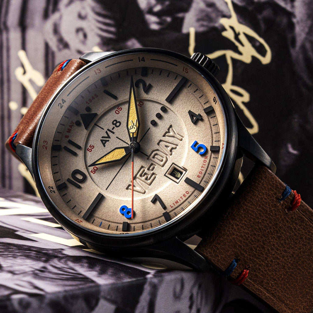 AVI-8 Hawker Hurricane VE-Day 80th LE Vanguard Beige Watch #AV