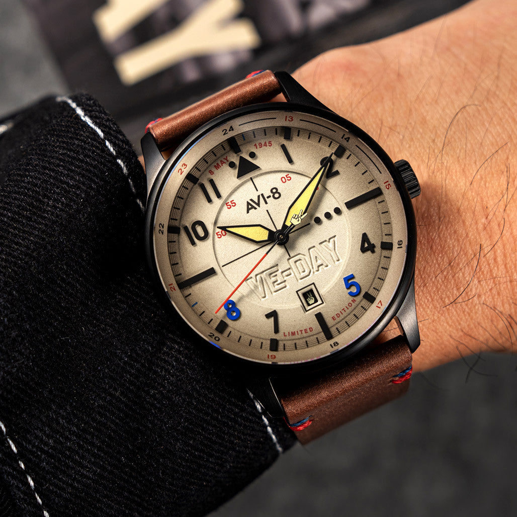 AVI-8 Hawker Hurricane VE-Day 80th LE Vanguard Beige Watch #AV