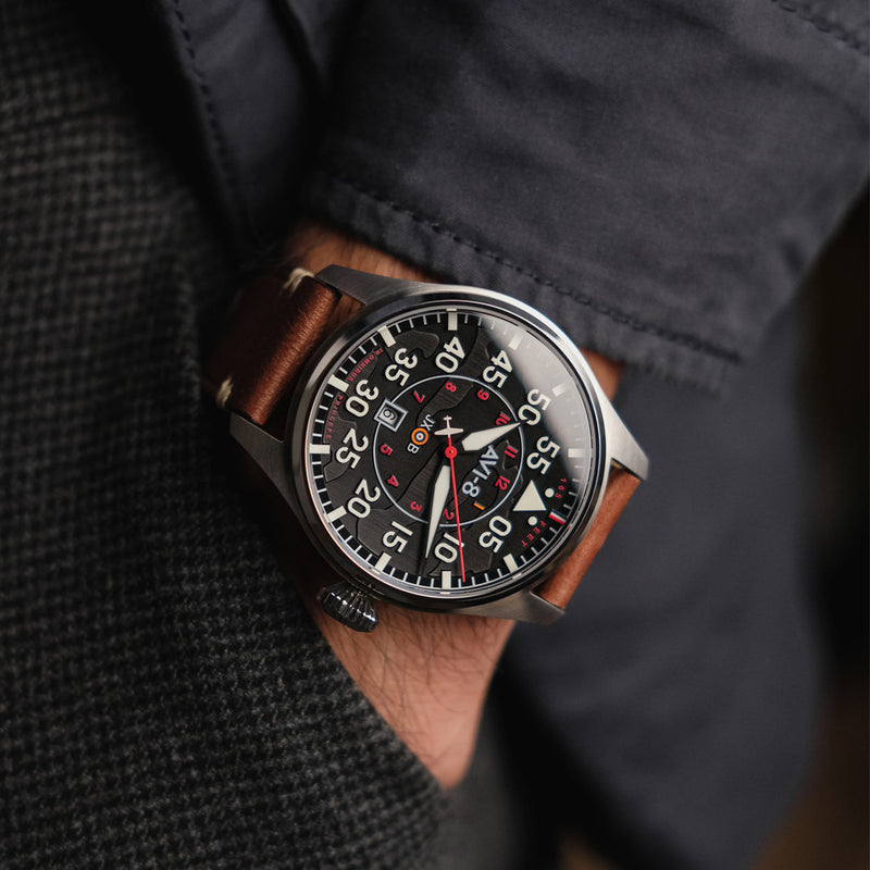 AVI-8 Hawker Hurricane Wittering Clowes Automatic Pilot Watch with Black Dial #AV-4097-01 life