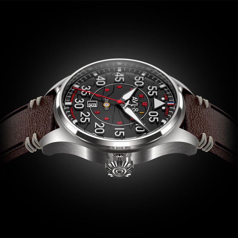 AVI-8 Hawker Hurricane Wittering Clowes Automatic Pilot Watch with Black Dial #AV-4097-01 side