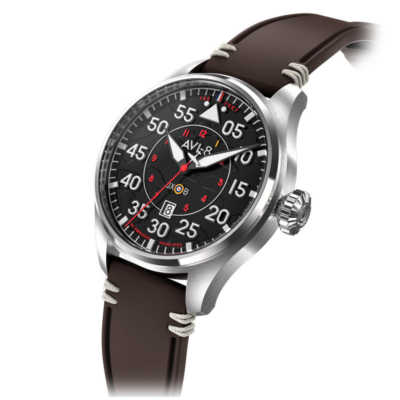 AVI-8 Hawker Hurricane Wittering Clowes Automatic Pilot Watch with Black Dial #AV-4097-01 tilt