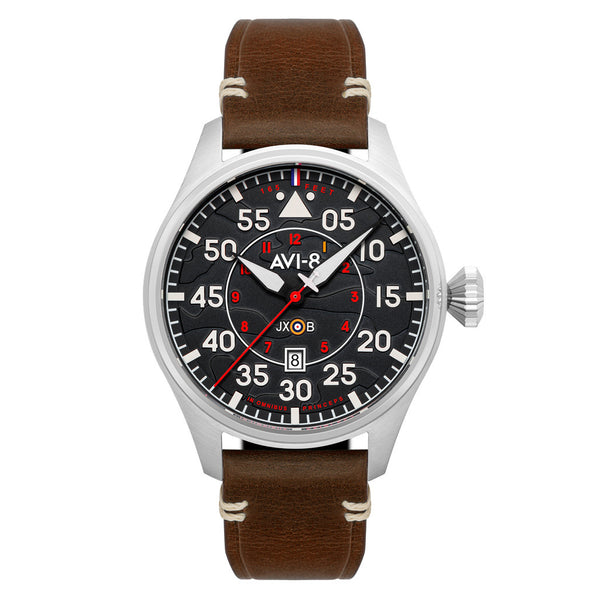 AVI-8 Hawker Hurricane Wittering Clowes Automatic Pilot Watch with Black Dial #AV-4097-01 zoom