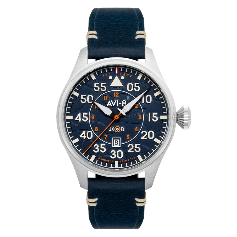 AVI-8 Hawker Hurricane Acklington Clowes Automatic Pilot Watch with Blue Dial #AV-4097-02 zoom