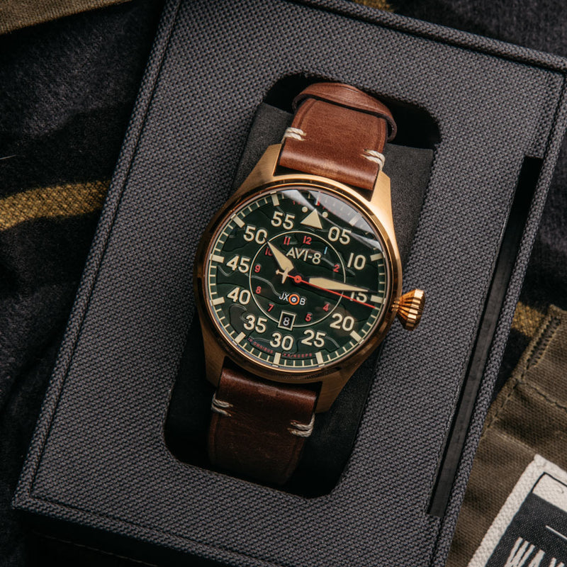 AVI-8 Hawker Hurricane Northolt Clowes Automatic Pilot Watch with Green Dial #AV-4097-04 lifestyle