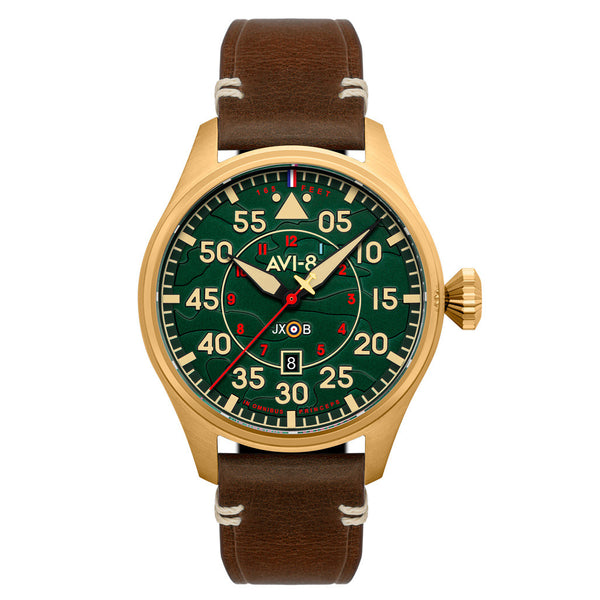 AVI-8 Hawker Hurricane Northolt Clowes Automatic Pilot Watch with Green Dial #AV-4097-04 zoom