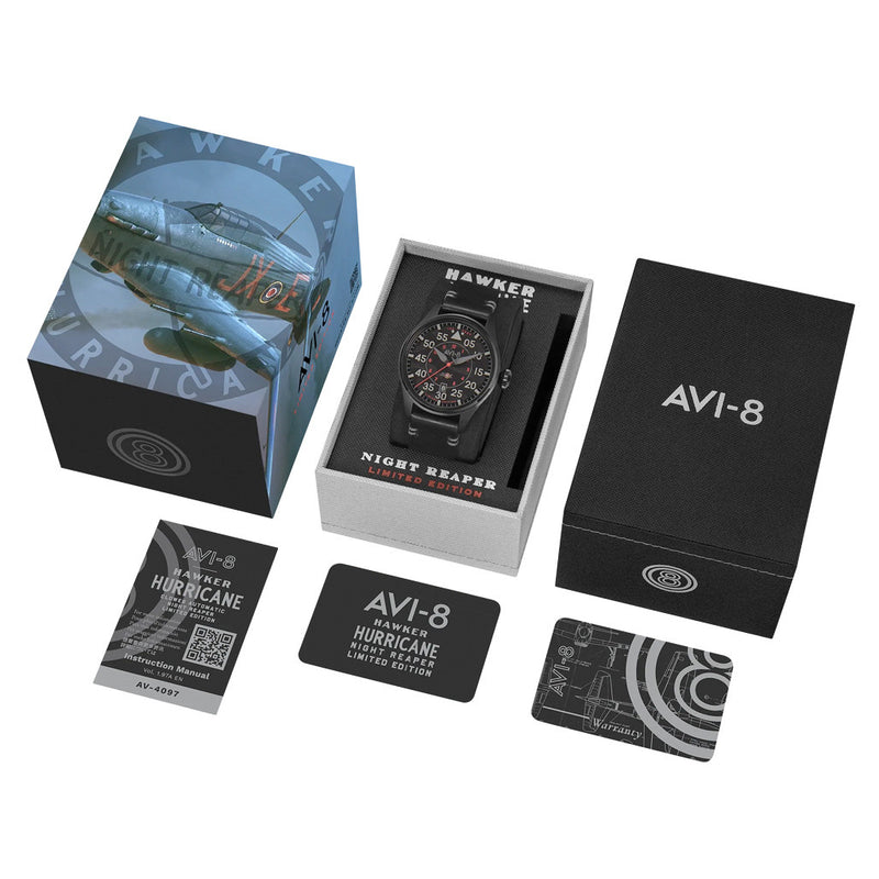 AVI-8 Hawker Hurricane Clowes Automatic Night Reaper LE with Black Dial #AV-4097-05