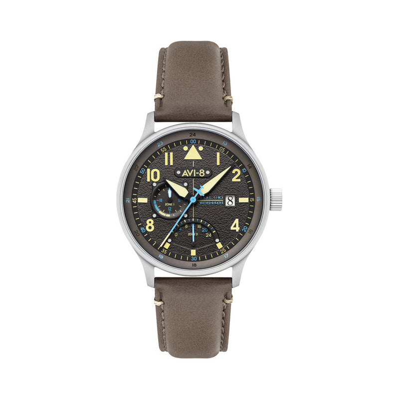 AVI-8 McKellar Dual Time Watch with Brown Dial #AV-4101-09