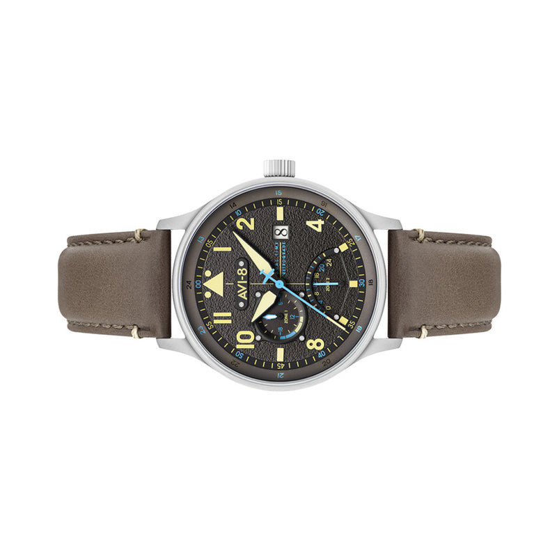 AVI-8 McKellar Dual Time Watch with Brown Dial #AV-4101-09