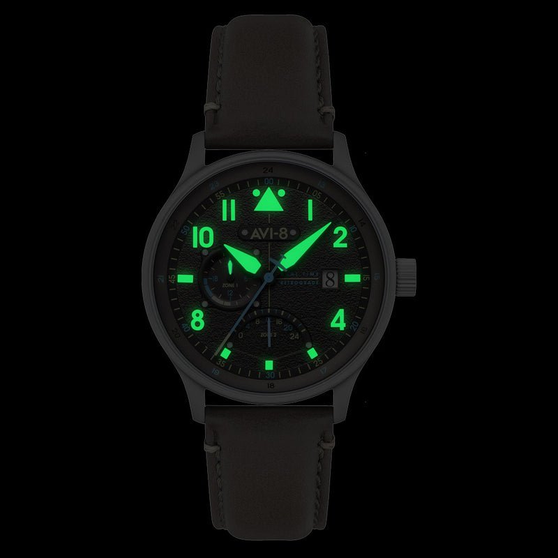 AVI-8 McKellar Dual Time Watch with Brown Dial #AV-4101-09