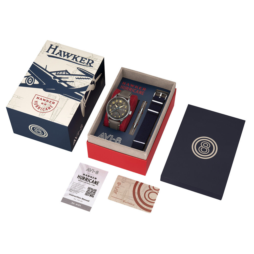 AVI-8 McKellar Dual Time Watch with Brown Dial #AV-4101-09 — Long
