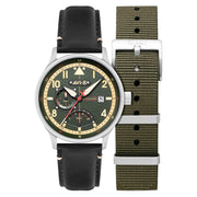 AVI-8 McKellar Dual Time Watch with Green Dial #AV-4101-0A