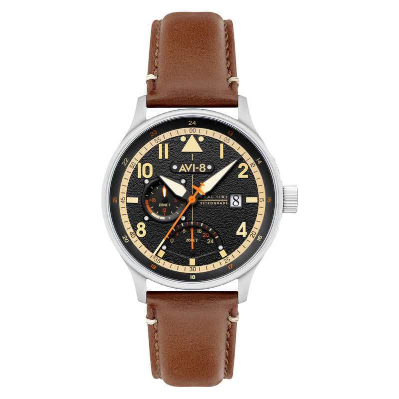 AVI-8 McKellar Dual Time Watch with Black Dial #AV-4101-0B