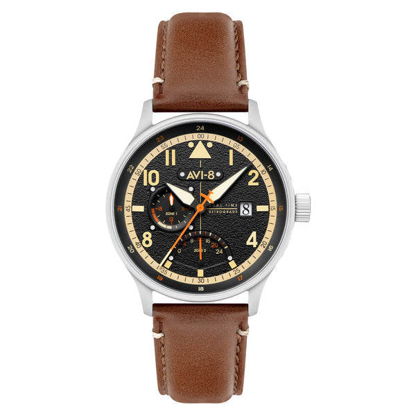 AVI-8 McKellar Dual Time Watch with Black Dial #AV-4101-0B