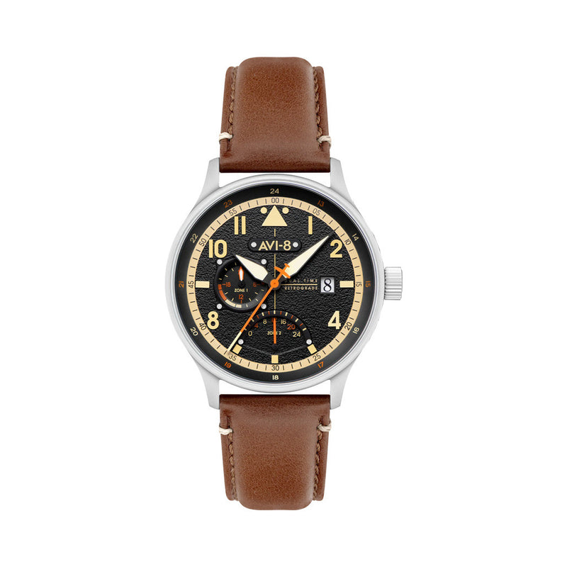 AVI-8 McKellar Dual Time Watch with Black Dial #AV-4101-0B