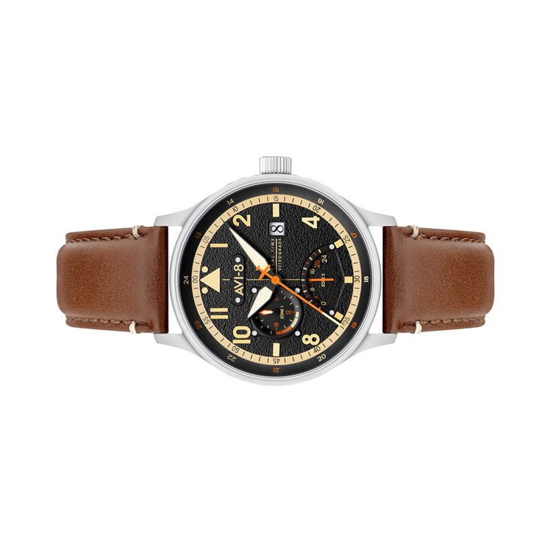 AVI-8 McKellar Dual Time Watch with Black Dial #AV-4101-0B
