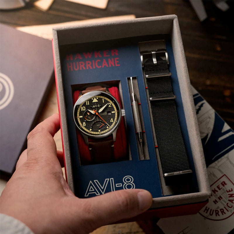 AVI-8 McKellar Dual Time Watch with Black Dial #AV-4101-0B