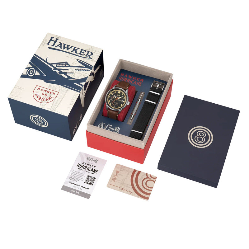 AVI-8 McKellar Dual Time Watch with Black Dial #AV-4101-0B