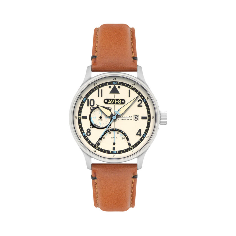 AVI-8 McKellar Dual Time Watch with Ivory Dial #AV-4101-0C