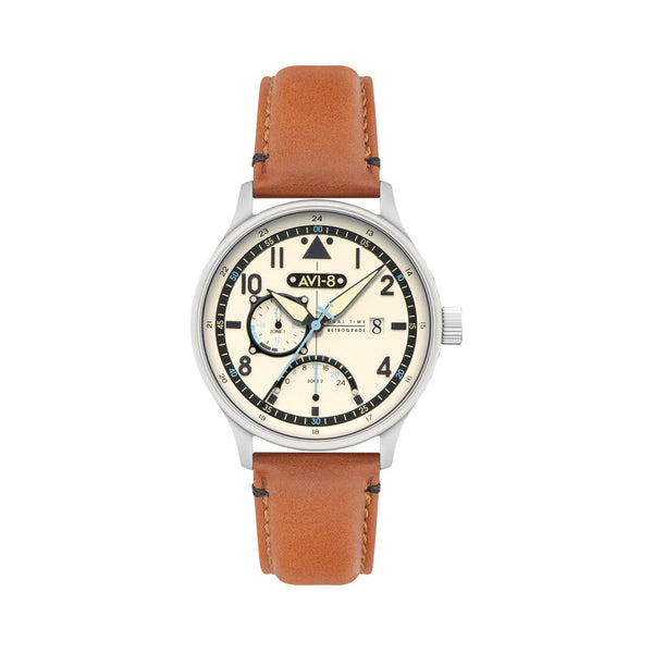 AVI-8 McKellar Dual Time Watch with Ivory Dial #AV-4101-0C