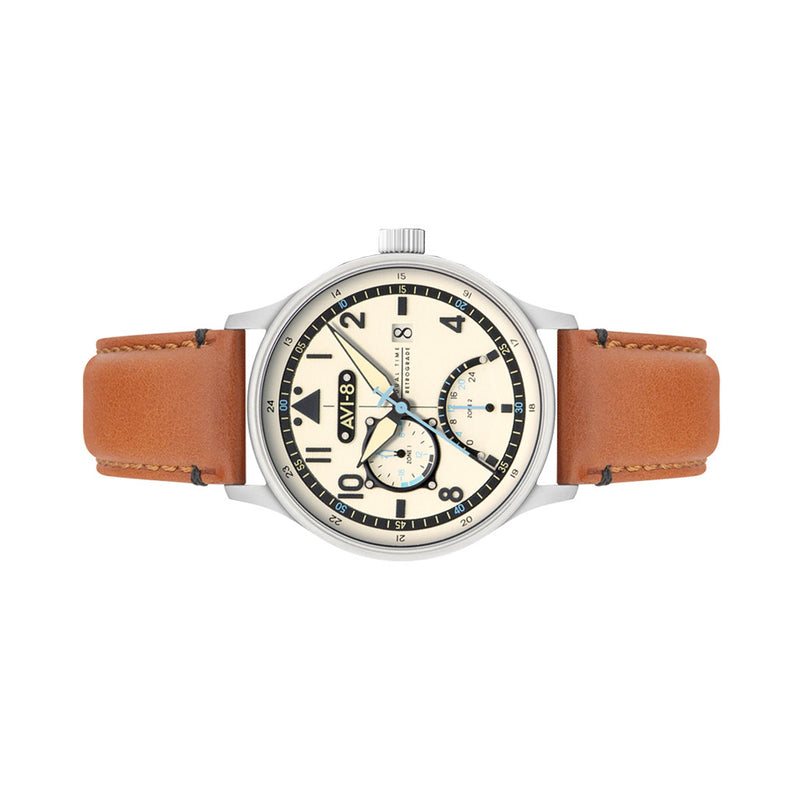 AVI-8 McKellar Dual Time Watch with Ivory Dial #AV-4101-0C