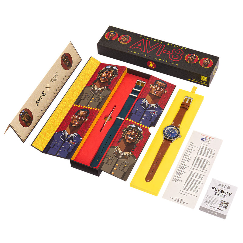 AVI-8 Tuskegee Airmen Meca-Quartz Limited Edition, Lucera #AV-4103-02 open box