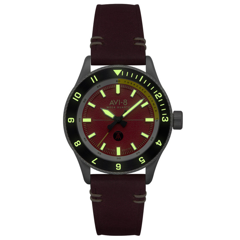 AVI-8 Tuskegee Airmen Meca-Quartz Limited Edition, Ramitelli #AV-4103-04 lume
