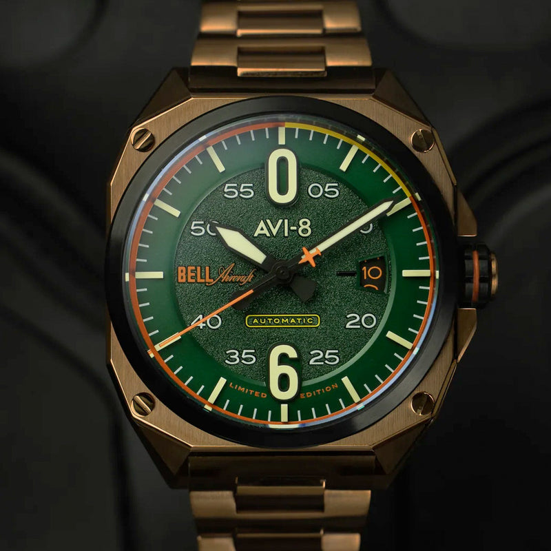 AVI-8 Bell X-1 Glamorous Glennis Automatic Mojave Green Ltd Edition Watch #AV-4106-44