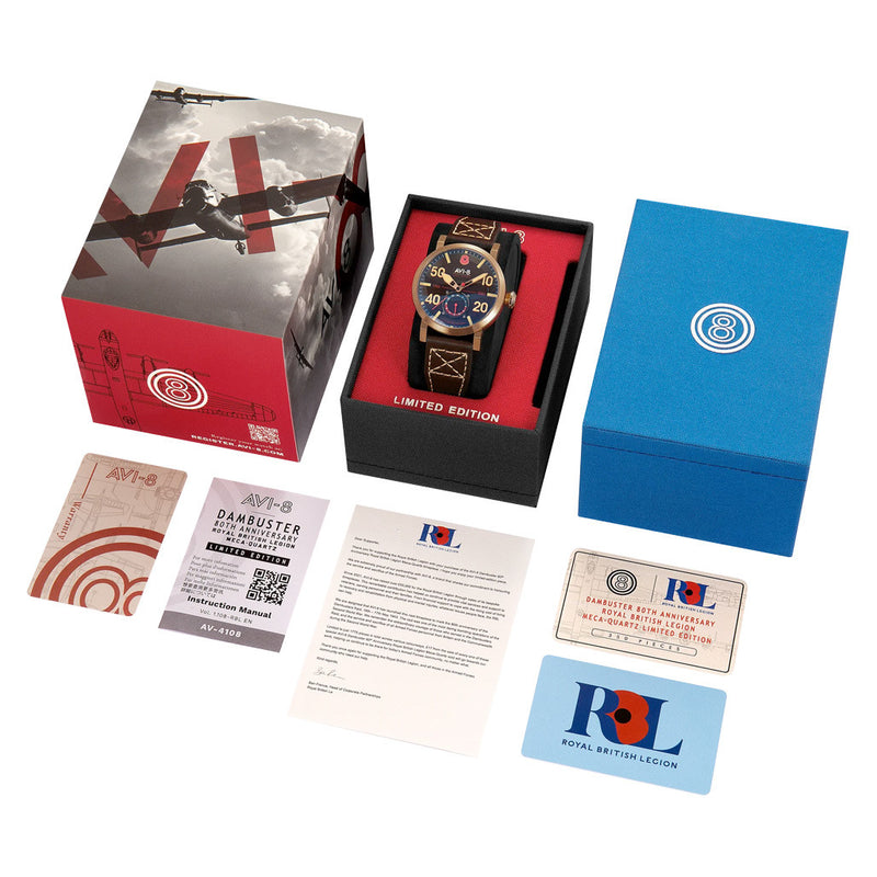AVI-8 Royal British Legion Meca-Quartz LE Watch with Carbon Brown Dial #AV-4108-RBL-05