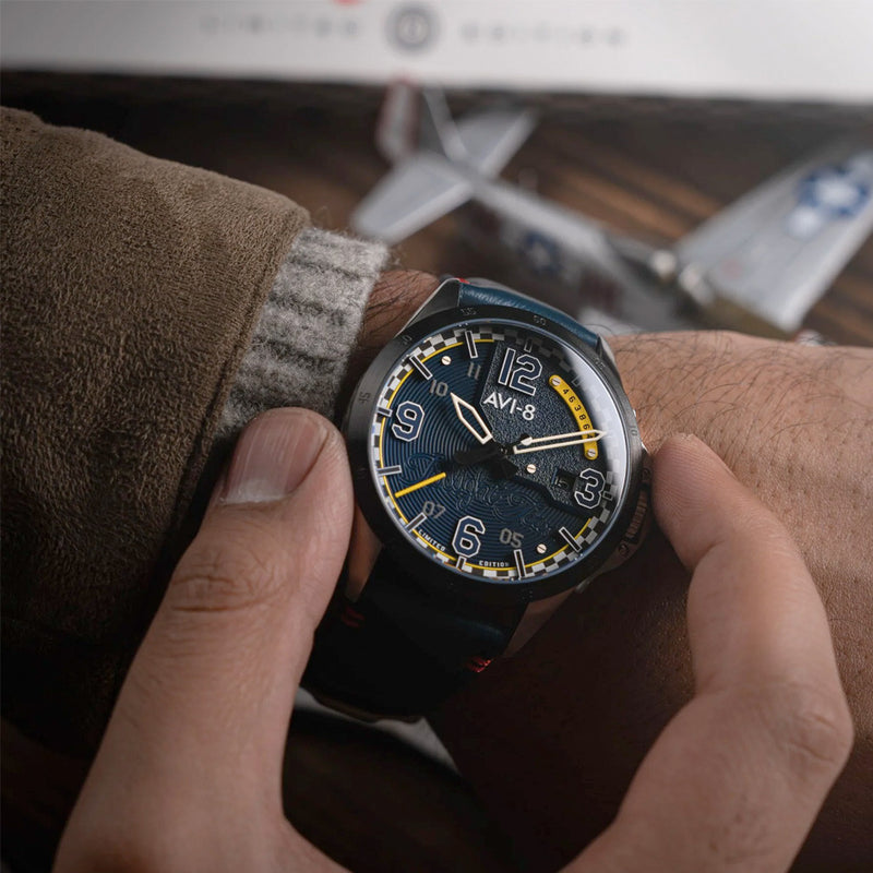 AVI-8 P-51 Mustang Twilight Tear Automatic LE with Twilight Blue Dial #AV-4111-02