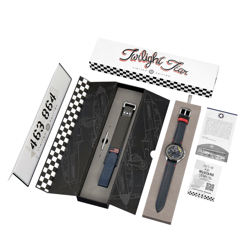 AVI-8 P-51 Mustang Twilight Tear Automatic LE with Twilight Blue Dial #AV-4111-02