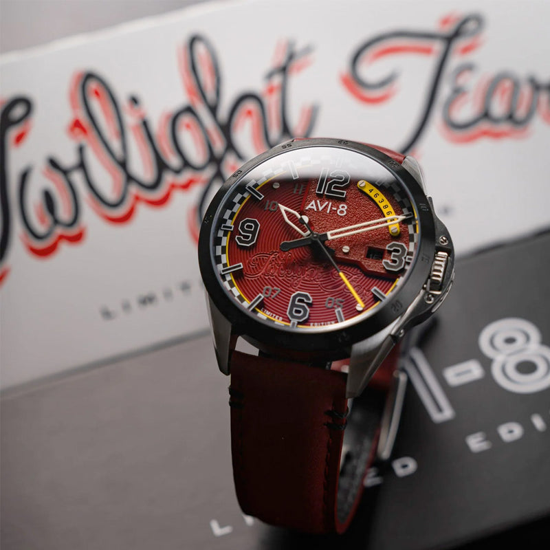 AVI-8 P-51 Mustang Twilight Tear Automatic LE with Twilight Red Dial #AV-4111-03