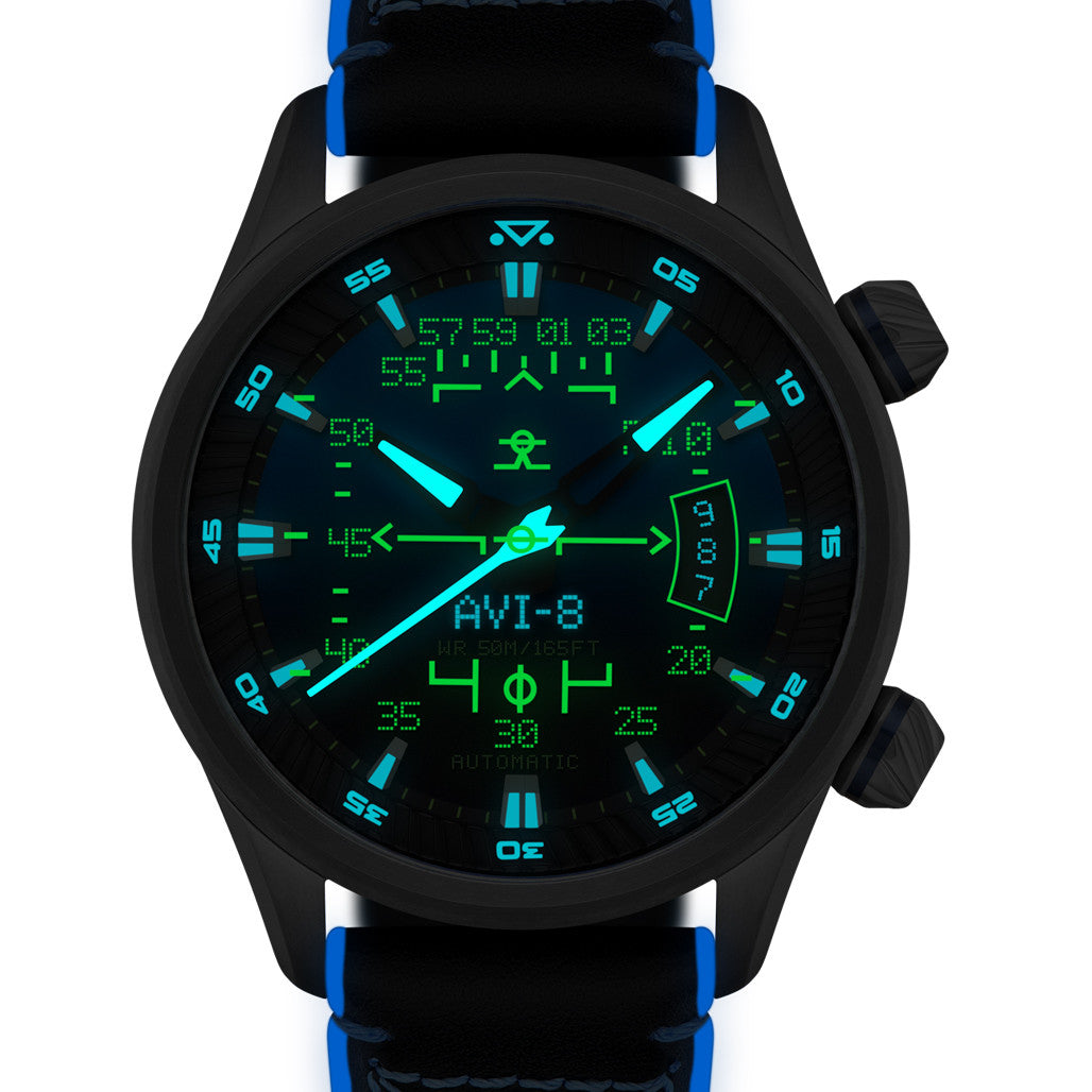 AVI-8 Hawker Harrier HUD Automatic with Gradient Blue Dial #AV