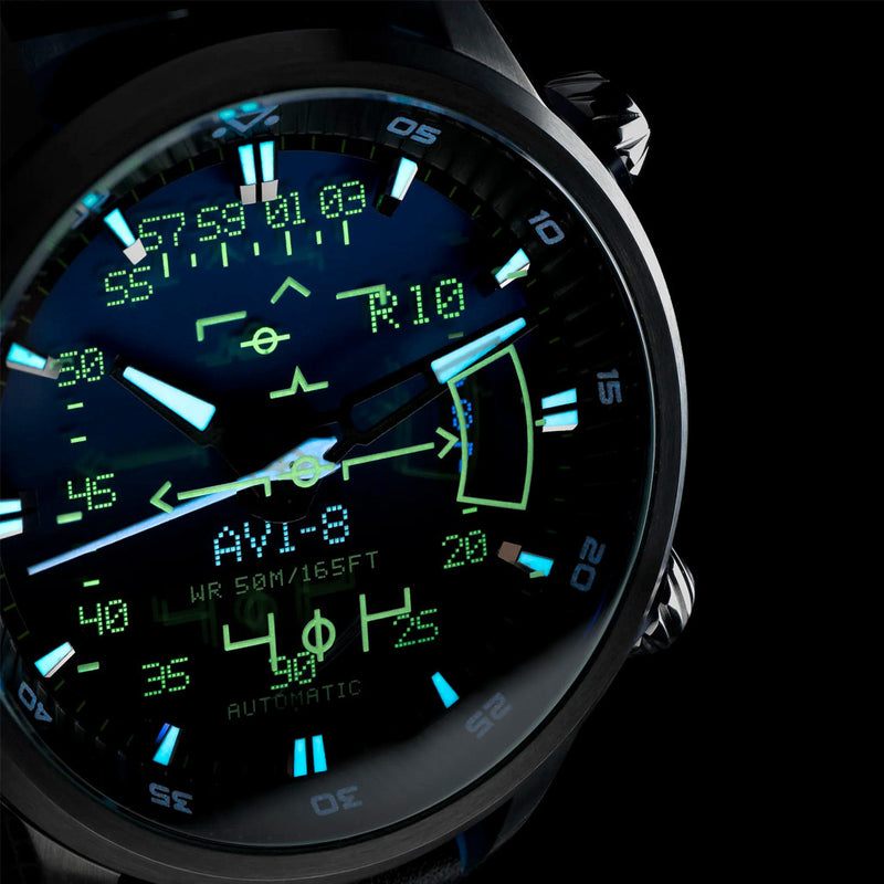 AVI-8 Hawker Harrier HUD Automatic with Gradient Blue Dial #AV-4117-01