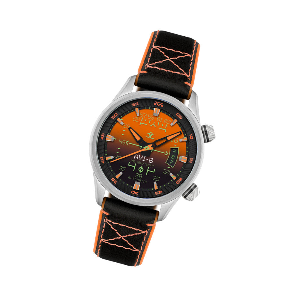 ●HARI8● AVI-8 Hawker Harrier HUD Automatic with Gradient Orange Dial #AV