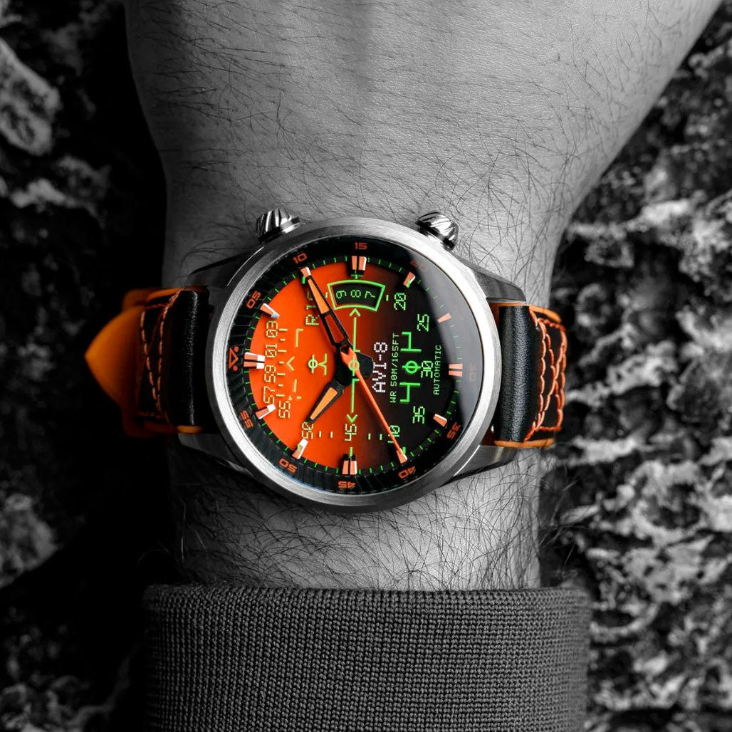 AVI-8 Hawker Harrier HUD Automatic with Gradient Orange Dial #AV